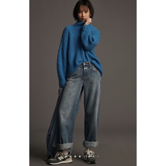 ANTHROPOLOGIE THE DAKOTAH OVERSIZED TURTLENECK SWEATER MAEVE TOP INDIGO S NWT - Picture 6 of 10